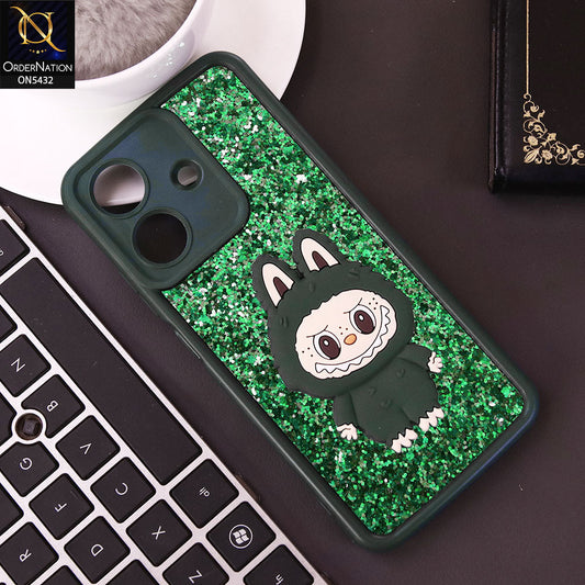 Realme Note 60 Cover - Dark Green - Cute 3D Cartoon Soft Glitter Case