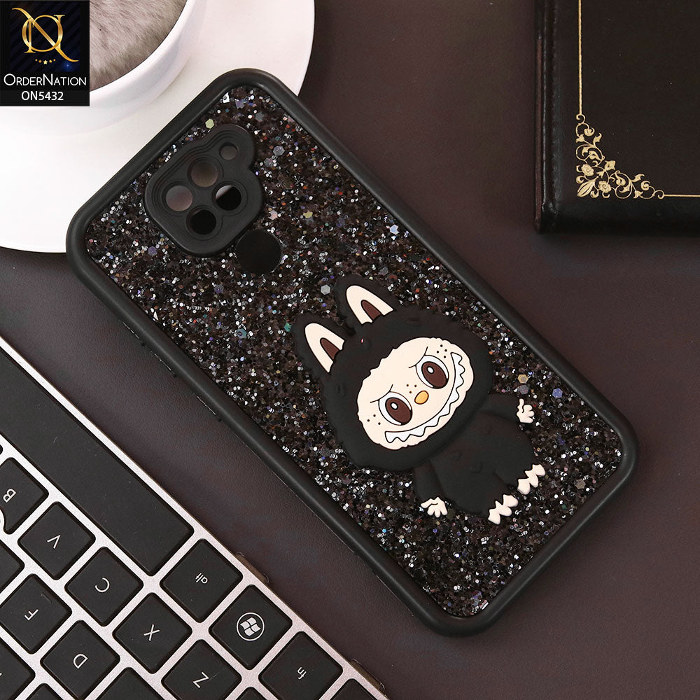 Xiaomi Redmi Note 9 Cover - Black - Cute 3D Cartoon Soft Glitter Case