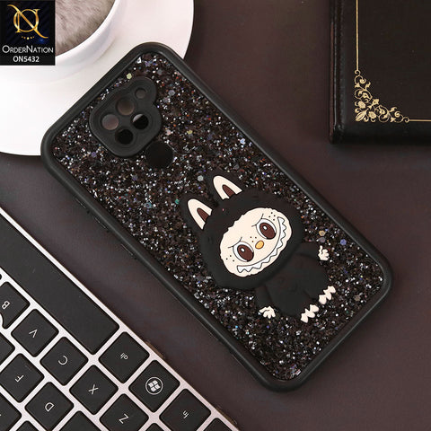 Xiaomi Redmi Note 9 Cover - Black - Cute 3D Cartoon Soft Glitter Case
