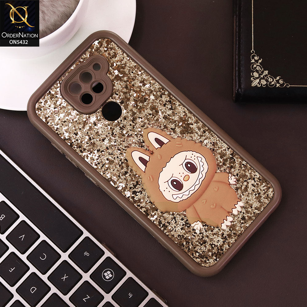 Xiaomi Redmi Note 9 Cover - Brown - Cute 3D Cartoon Soft Glitter Case