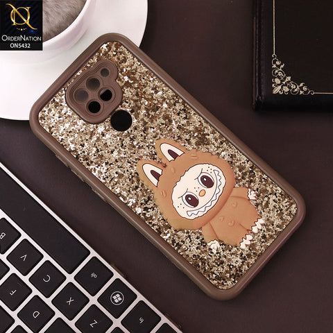 Xiaomi Redmi Note 9 Cover - Brown - Cute 3D Cartoon Soft Glitter Case