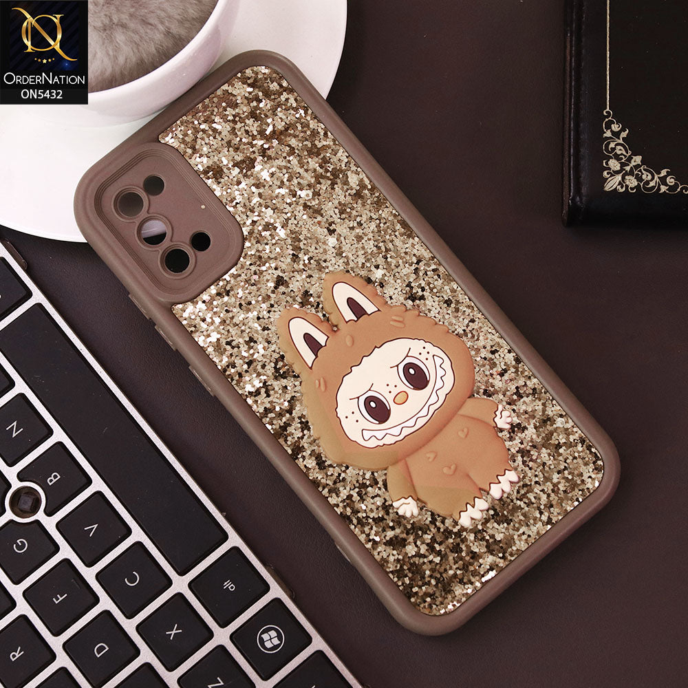 Samsung Galaxy A02s Cover - Brown - Cute 3D Cartoon Soft Glitter Case