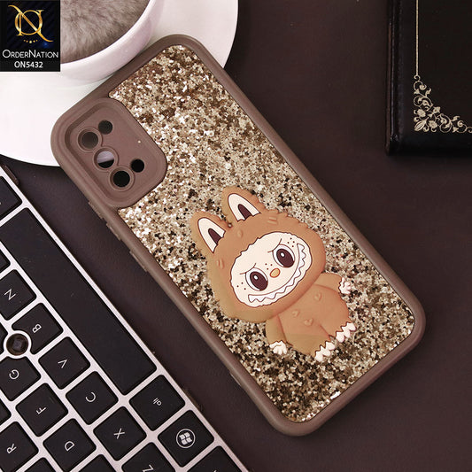 Samsung Galaxy A02s Cover - Brown - Cute 3D Cartoon Soft Glitter Case