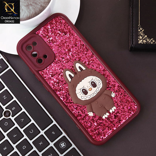 Samsung Galaxy A02s Cover - Maroon - Cute 3D Cartoon Soft Glitter Case