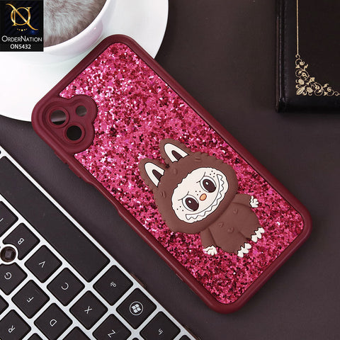 Samsung Galaxy A04 Cover - Maroon - Cute 3D Cartoon Soft Glitter Case