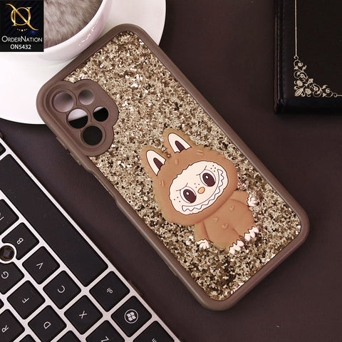 Samsung Galaxy A13 Cover - Brown - Cute 3D Cartoon Soft Glitter Case