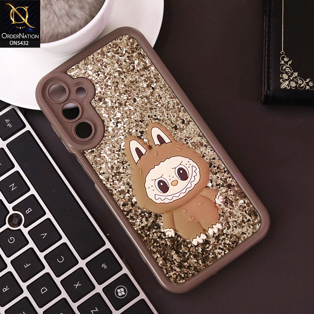 Samsung Galaxy A15 5G Cover - Brown - Cute 3D Cartoon Soft Glitter Case