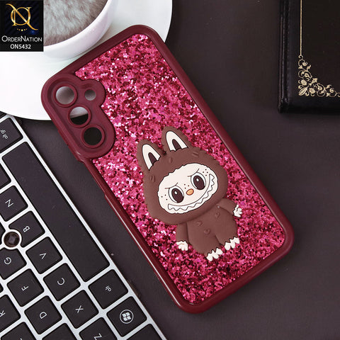 Samsung Galaxy A15 4G Cover - Maroon - Cute 3D Cartoon Soft Glitter Case