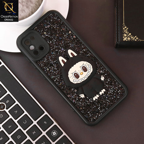 Samsung Galaxy A31 Cover - Black - Cute 3D Cartoon Soft Glitter Case