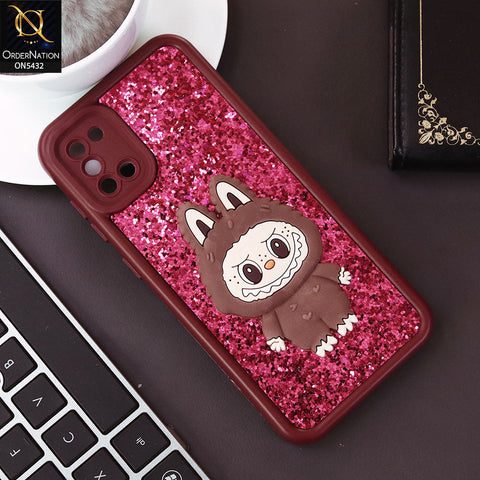 Samsung Galaxy A31 Cover - Maroon - Cute 3D Cartoon Soft Glitter Case