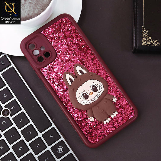 Samsung Galaxy A51 Cover - Maroon - Cute 3D Cartoon Soft Glitter Case