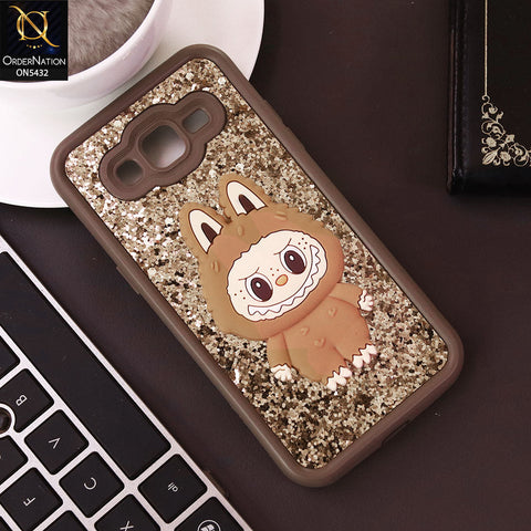 Samsung Galaxy Grand Prime Cover - Brown - Cute 3D Cartoon Soft Glitter Case