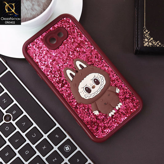 Samsung Galaxy J7 Prime Cover - Maroon - Cute 3D Cartoon Soft Glitter Case
