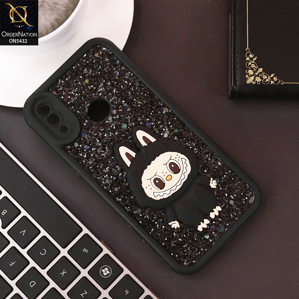Samsung Galaxy A10s Cover - Black - Cute 3D Cartoon Soft Glitter Case