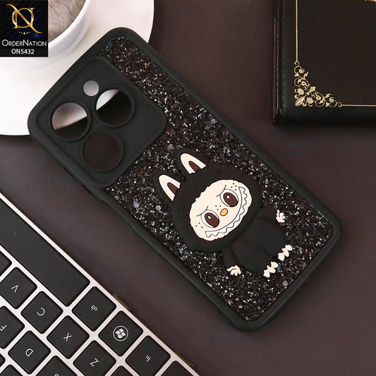 Infinix Smart 8 Cover - Black - Cute 3D Cartoon Soft Glitter Case