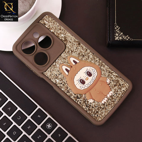 Itel P55 4G Cover - Brown - Cute 3D Cartoon Soft Glitter Case