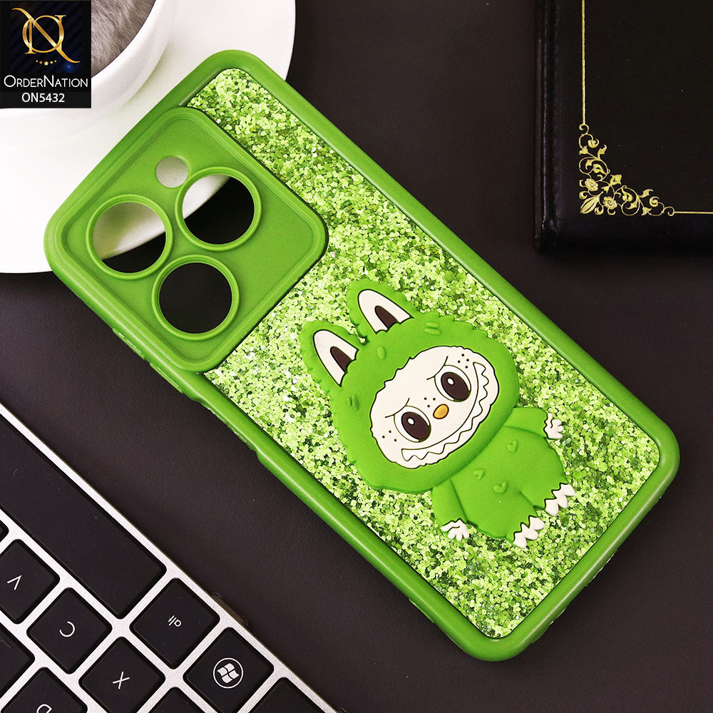 Tecno Spark Go 2024 Cover - Light Green - Cute 3D Cartoon Soft Glitter Case