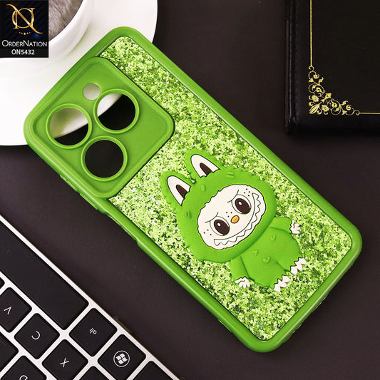Infinix Smart 8 Cover - Light Green - Cute 3D Cartoon Soft Glitter Case