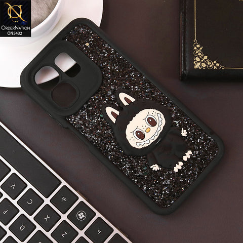 Infinix Smart 9 Cover - Black - Cute 3D Cartoon Soft Glitter Case