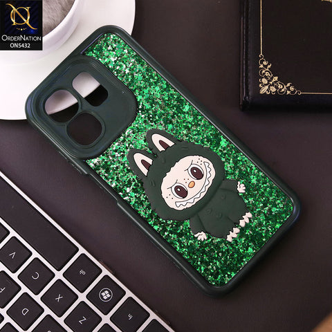 Infinix Smart 9 HD Cover - Dark Green - Cute 3D Cartoon Soft Glitter Case