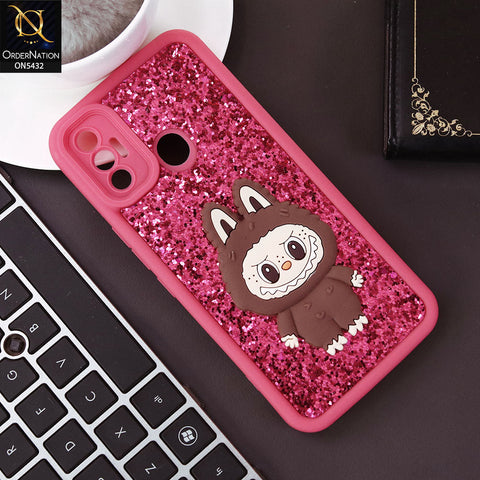 Tecno Spark 7 Cover - Pnk Design1 - Cute 3D Cartoon Soft Glitter Case