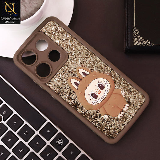 Infinix Smart 7 HD Cover - Brown - Cute 3D Cartoon Soft Glitter Case
