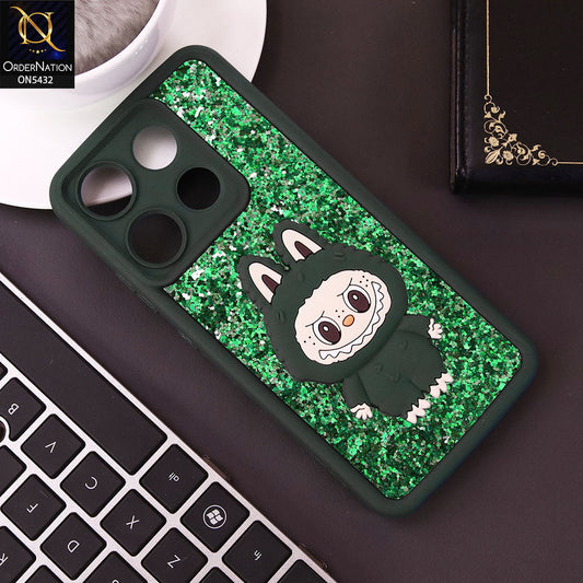 Infinix Smart 7 HD Cover - Dark Green - Cute 3D Cartoon Soft Glitter Case