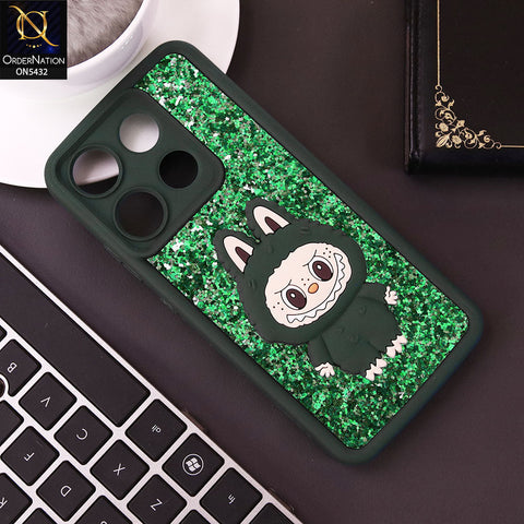 Infinix Smart 7 HD Cover - Dark Green - Cute 3D Cartoon Soft Glitter Case