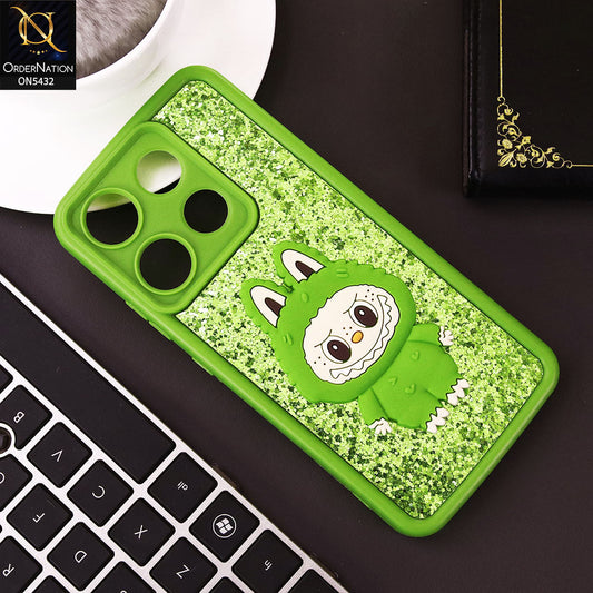 Infinix Smart 7 HD Cover - Light Green - Cute 3D Cartoon Soft Glitter Case