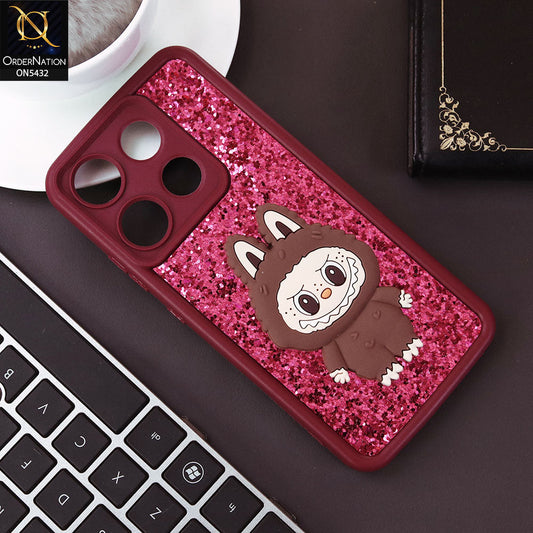 Infinix Smart 7 HD Cover - Maroon - Cute 3D Cartoon Soft Glitter Case