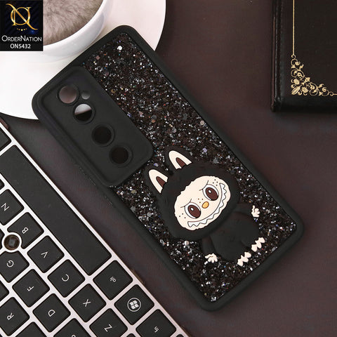 Vivo V40 Pro Cover - Black - Cute 3D Cartoon Soft Glitter Case