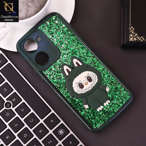 Vivo Y03t Cover - Dark Green - Cute 3D Cartoon Soft Glitter Case