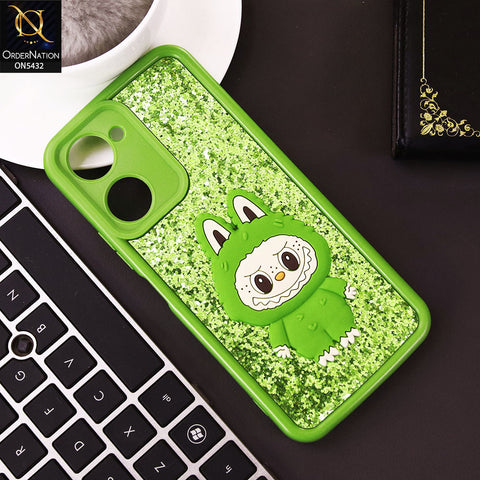 Vivo Y03t Cover - Light Green - Cute 3D Cartoon Soft Glitter Case