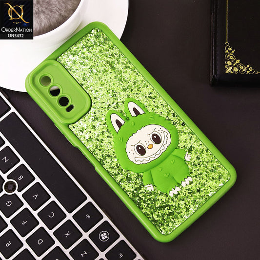 Vivo Y20 Cover - Light Green - Cute 3D Cartoon Soft Glitter Case