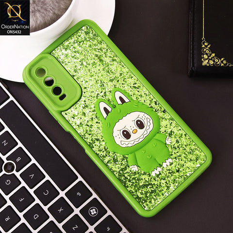 Vivo Y20 Cover - Light Green - Cute 3D Cartoon Soft Glitter Case