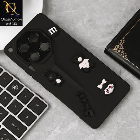Tecno Camon 30 Cover - Black - Cute 3D Cartoon Sweet Case With Camera Protection