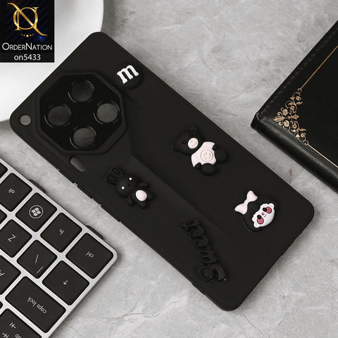 Tecno Camon 30 Cover - Black - Cute 3D Cartoon Sweet Case With Camera Protection