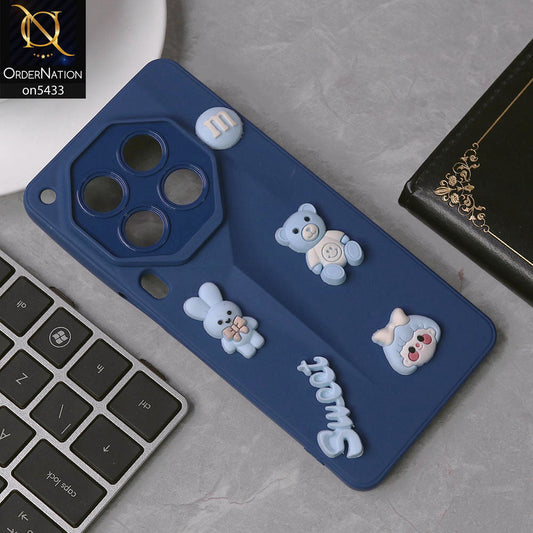 Tecno Camon 30 Cover - Blue - Cute 3D Cartoon Sweet Case With Camera Protection