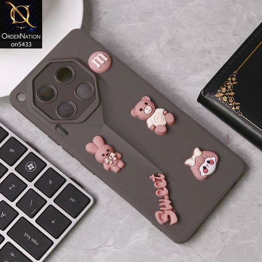 Tecno Camon 30 Cover - Dark Gray - Cute 3D Cartoon Sweet Case With Camera Protection