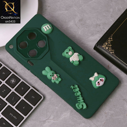 Tecno Camon 30 Cover - Green - Cute 3D Cartoon Sweet Case With Camera Protection
