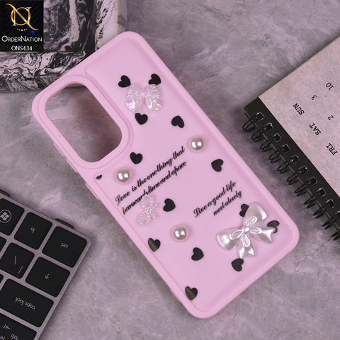 Samsung Galaxy A36 Cover - Pink - New Soft Silicone Case With Cute 3D Pearl Bow Knots Soft Borders Case