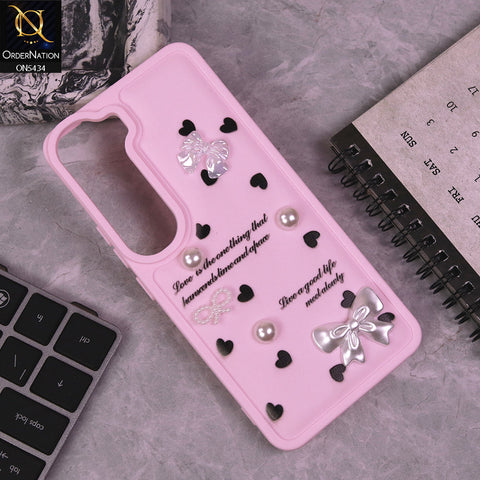 Vivo Y200 (2025) Cover - Pink - New Soft Silicone Case With Cute 3D Pearl Bow Knots Soft Borders Case