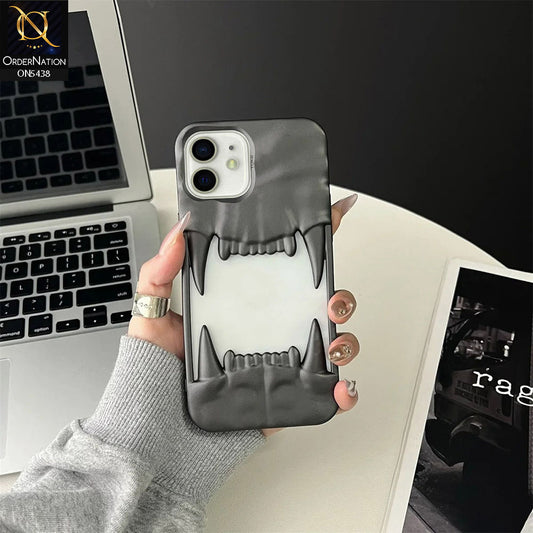 iPhone 12 Cover - Gray - Unique 3D Animal Fang Soft Case