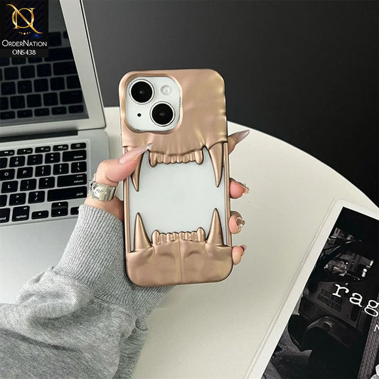 iPhone 14  Cover - Golden - Unique 3D Animal Fang Soft Case