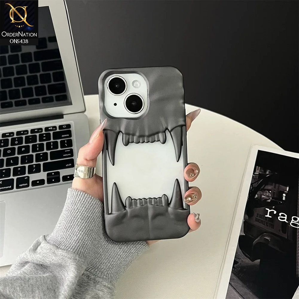 iPhone 14 Cover - Gray - Unique 3D Animal Fang Soft Case