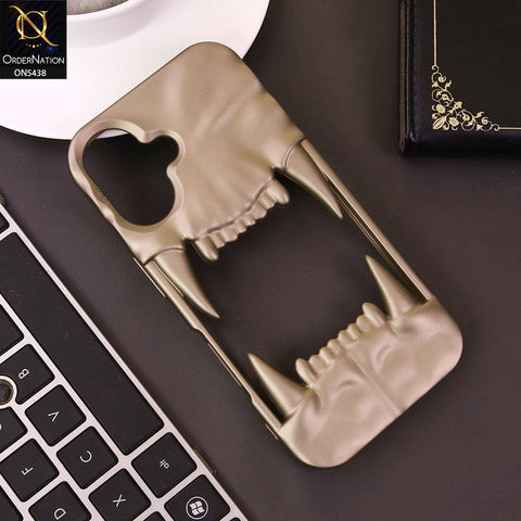 iPhone 16  Cover - Golden - Unique 3D Animal Fang Soft Case