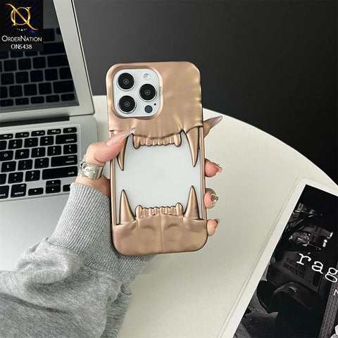 iPhone 16 Pro Max Cover - Golden - Unique 3D Animal Fang Soft Case