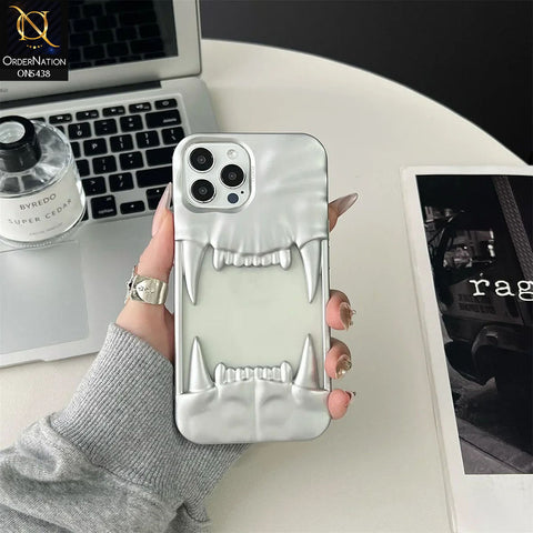 iPhone 14 Pro Max  Cover - Silver - Unique 3D Animal Fang Soft Case