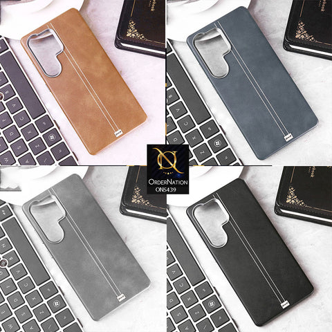 Samsung Galaxy S23 Ultra Cover - Brown -Premium  Leather Liner Shell Case