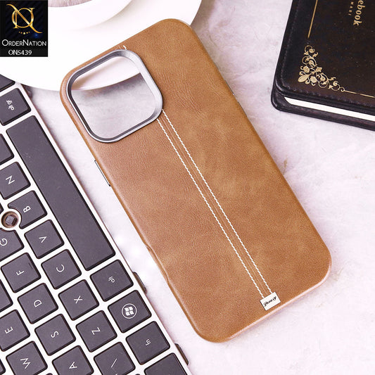 iPhone 16 Pro Max Cover - Brown -Premium  Leather Liner Shell Case